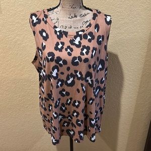 Mint Plus Pink sleeveless, leopard top, size 2X, NWT |offer in description